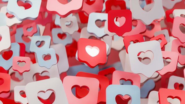 Red and white hearts found on social media platforms