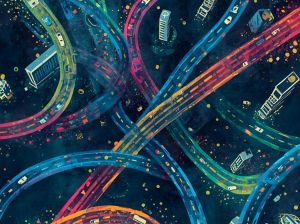 An illustration of complex digital roads