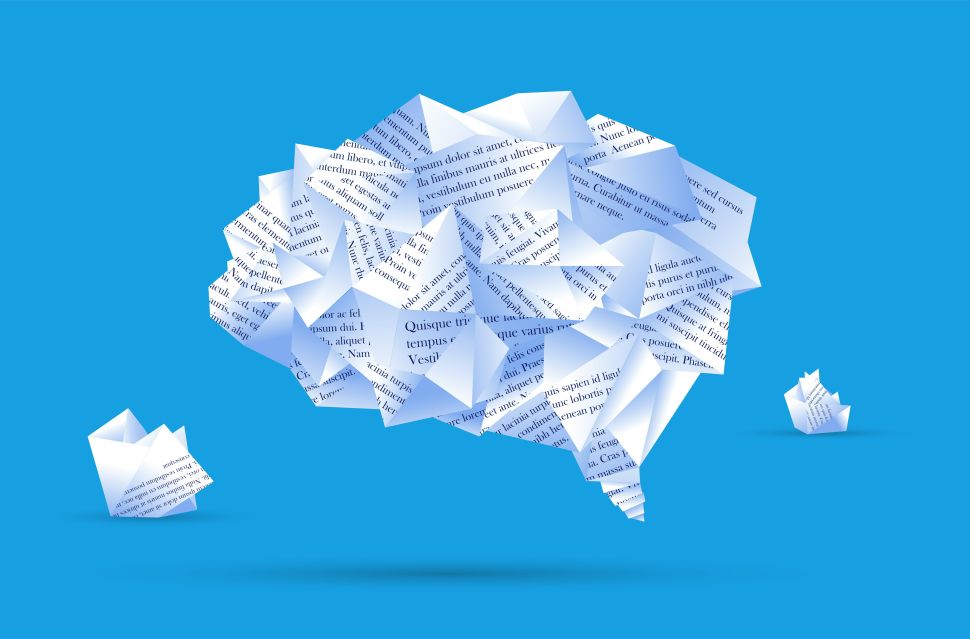 An illustration of a brain made out of paper