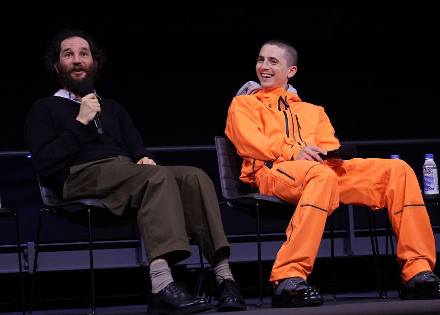 Josh Safdie and Timothée Chalamet seen at a Special Screening of A24's "Marty Supreme" at Academy Museum of Motion Pictures on November 14, 2025 in Los Angeles, California.